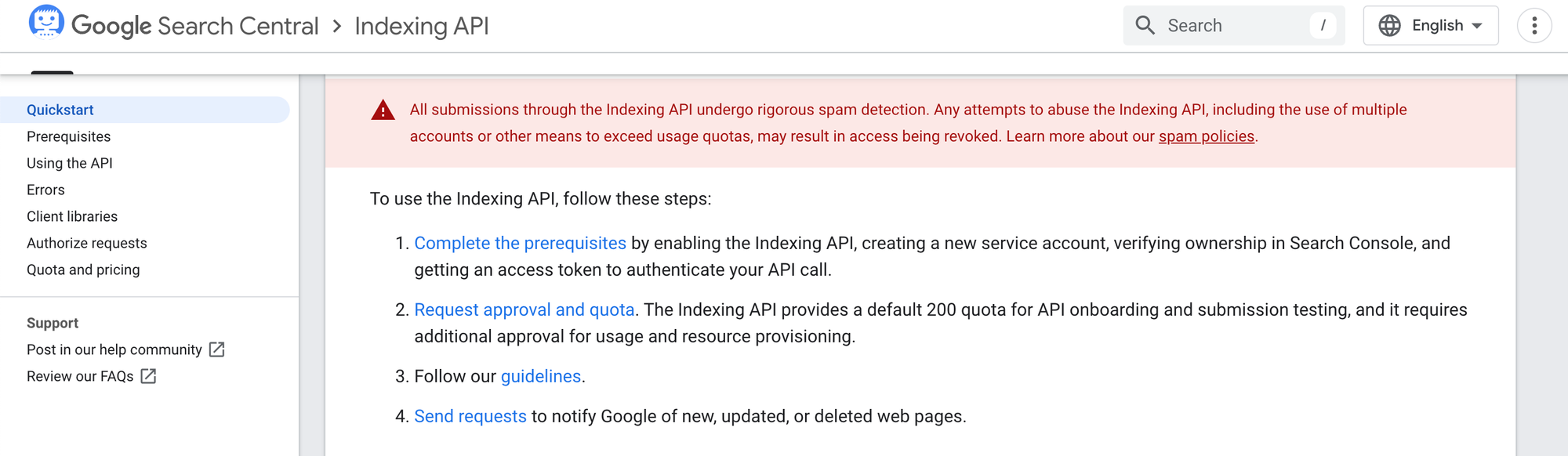 Google Indexing API: Submission Compliance