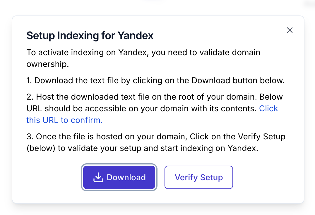 How to setup Auto Indexing on Yandex