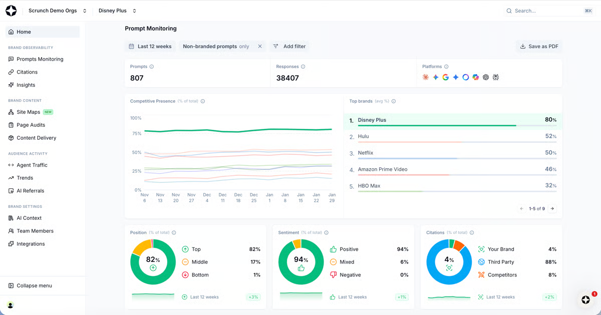 Scrunch AI prompt monitoring