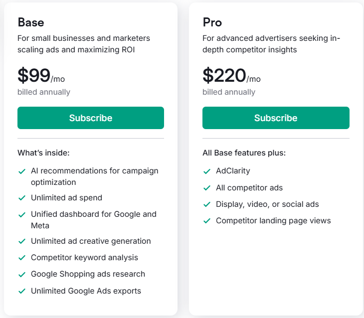 Advertising plans-Semrush pricing