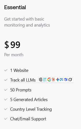 peec ai vs promptwatch: promptwatch pricing