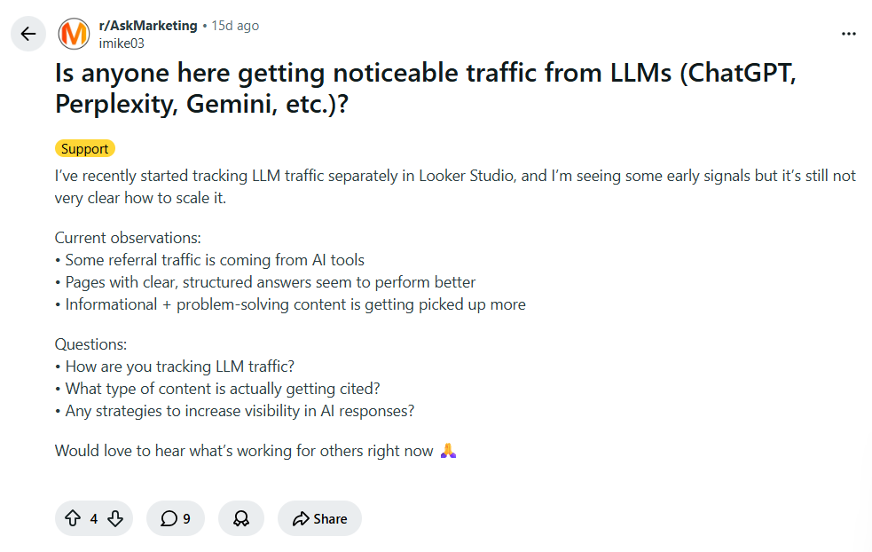 People are asking about llm visibility in Reddit