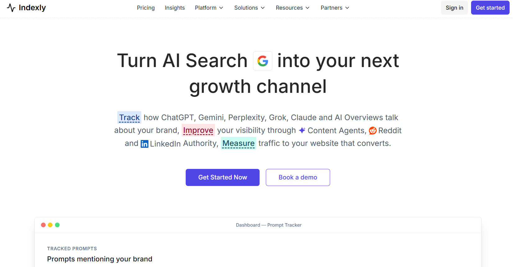 1. Indexly — Best AI Search Visibility Platform
